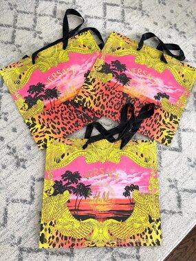 Lot of 3 Versace for H&M Large Paper Shopping Bags Brand New